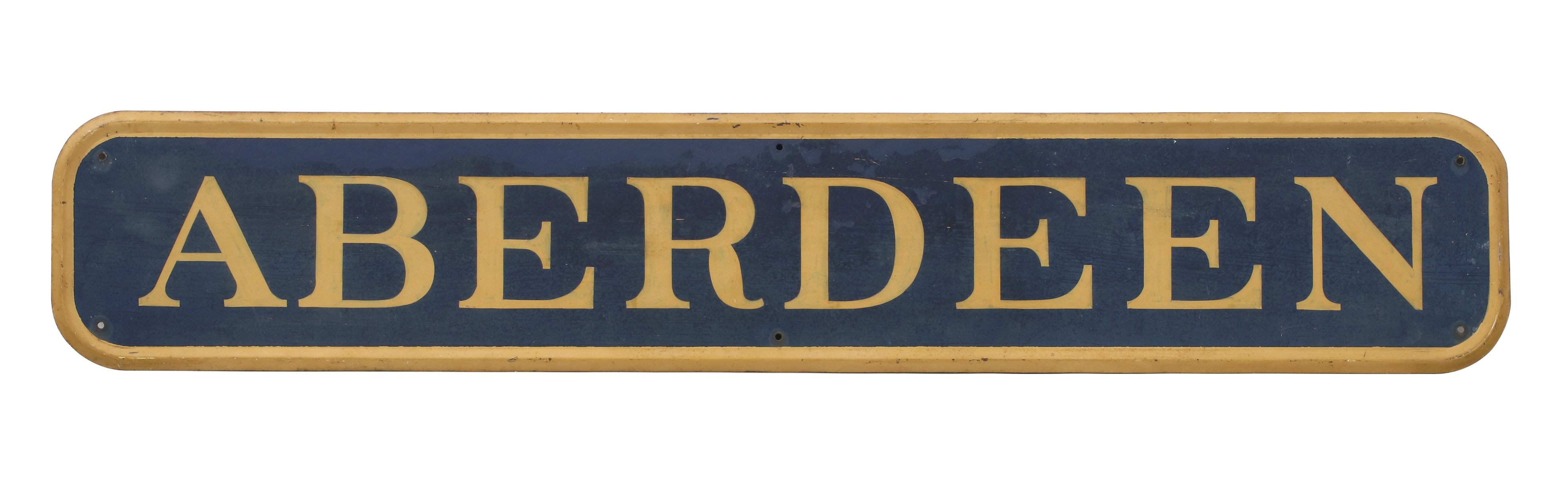 A VINTAGE PAINTED STEEL SIGN FOR ABERDEEN