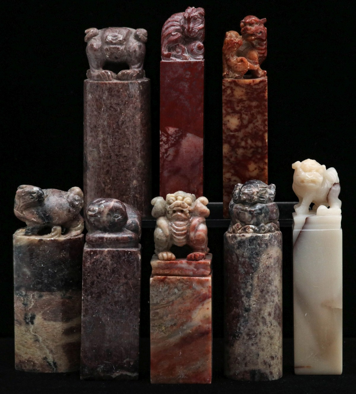 A COLLECTION OF CHINESE CARVED HARDSTONE SEALS