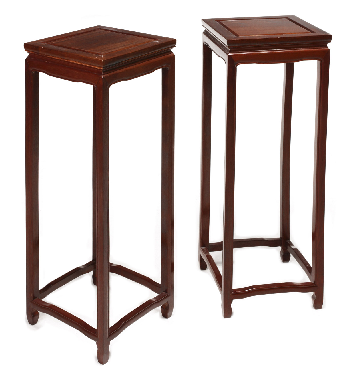 A PAIR LATE 20TH CENTURY CHINESE HARDWOOD STANDS