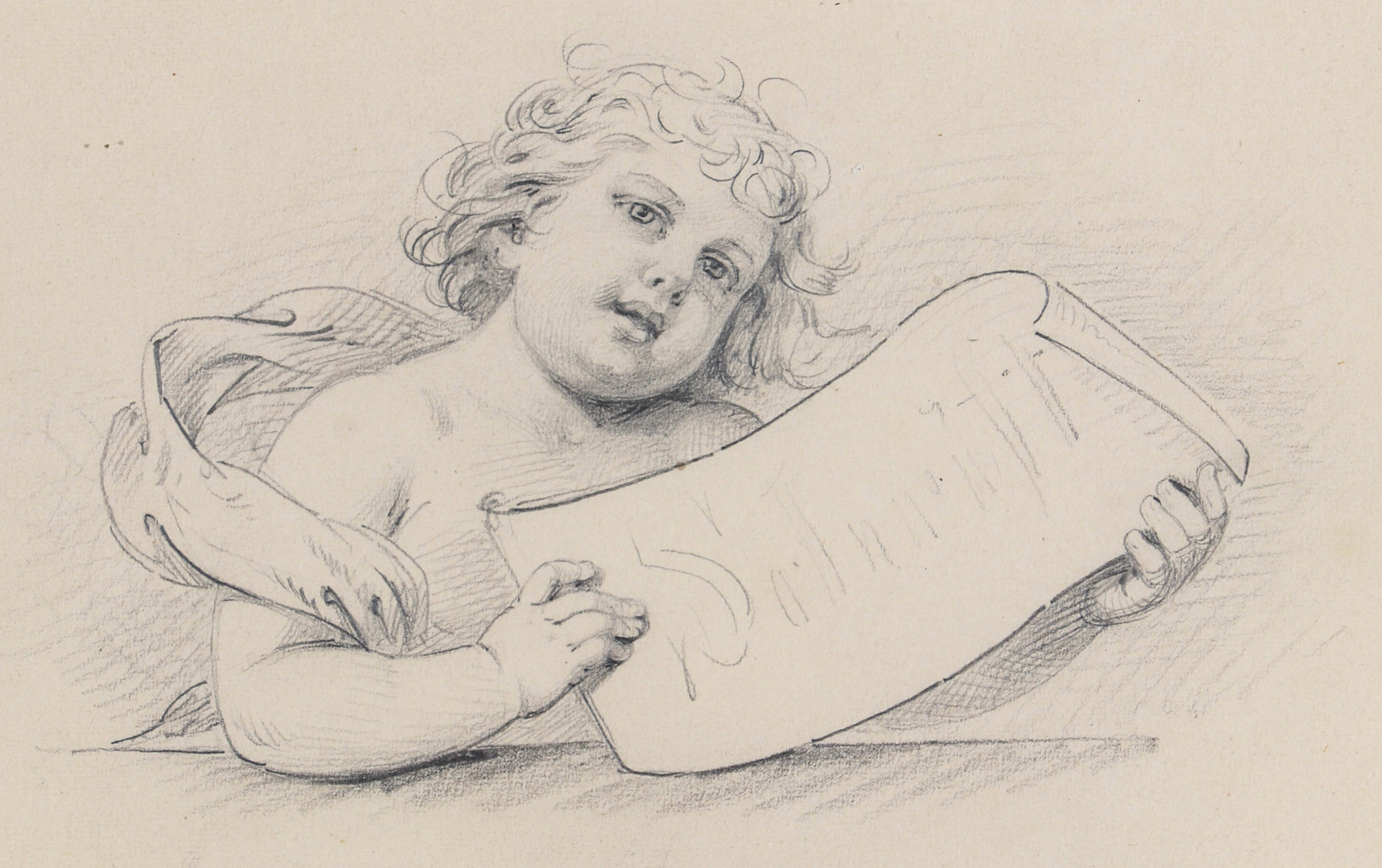 A 19TH C GRAPHITE DRAWING BY UNIDENTIFIED ARTIST