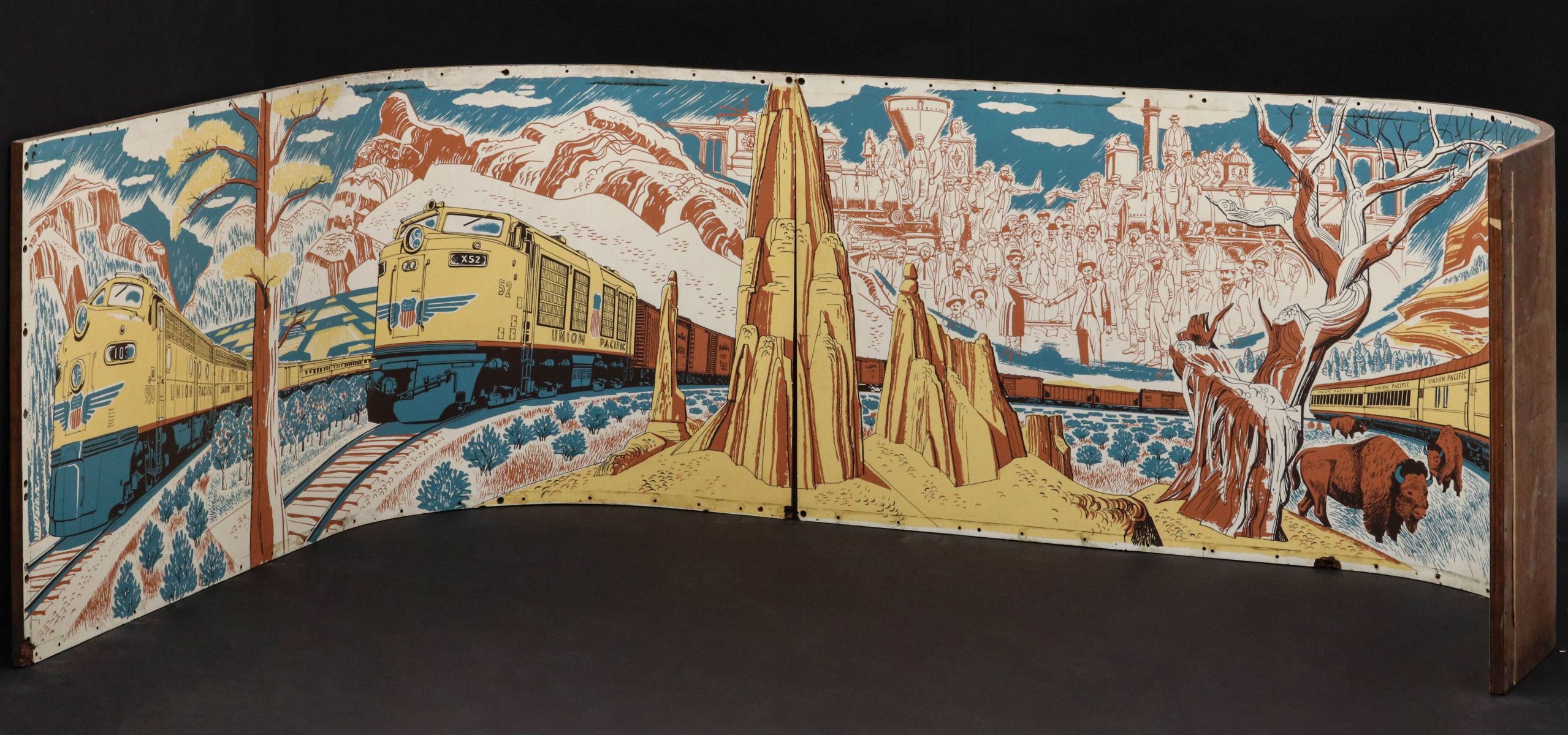 A UNION PACIFIC RAIL MURAL WITH STREAMLINER CITY OF LA