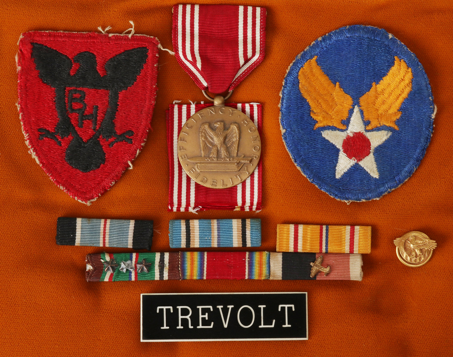 MSG MERLE J. TREVOLT GROUPING MEDALS, BARS, INSIGNIA