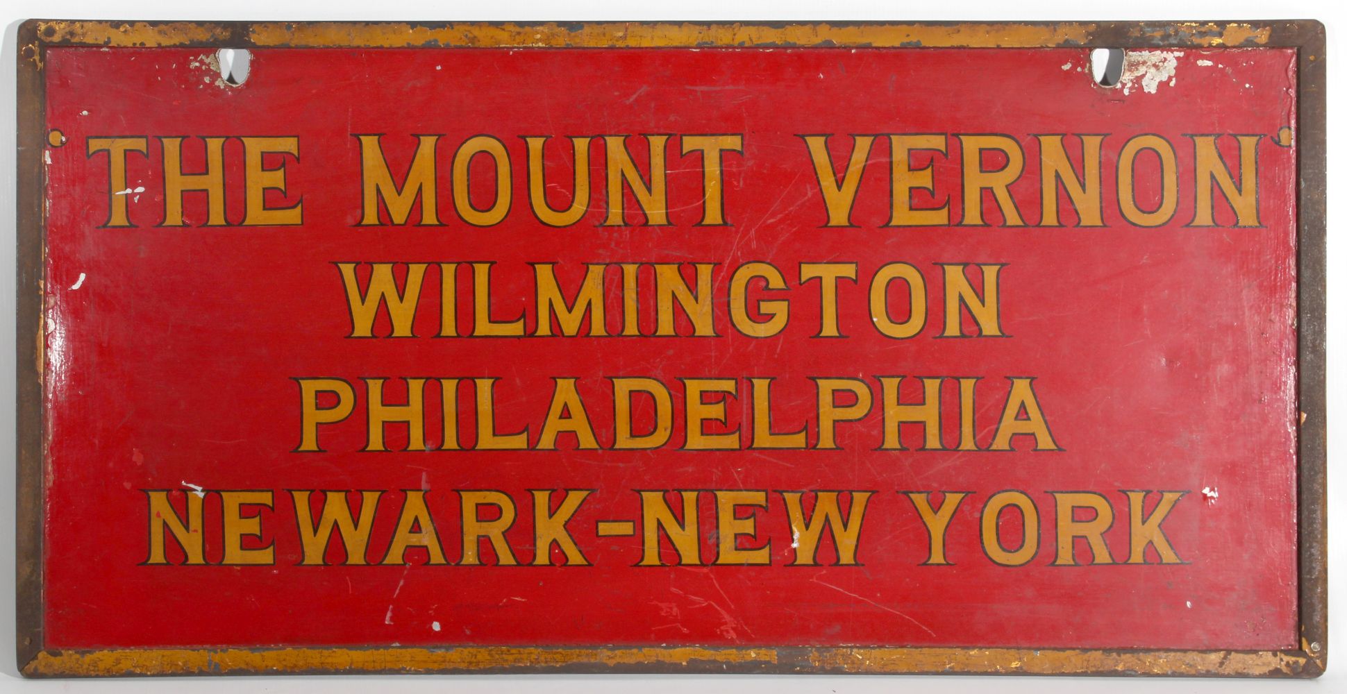 A PAINTED STEEL GATE SIGN FOR THE MOUNT VERNON