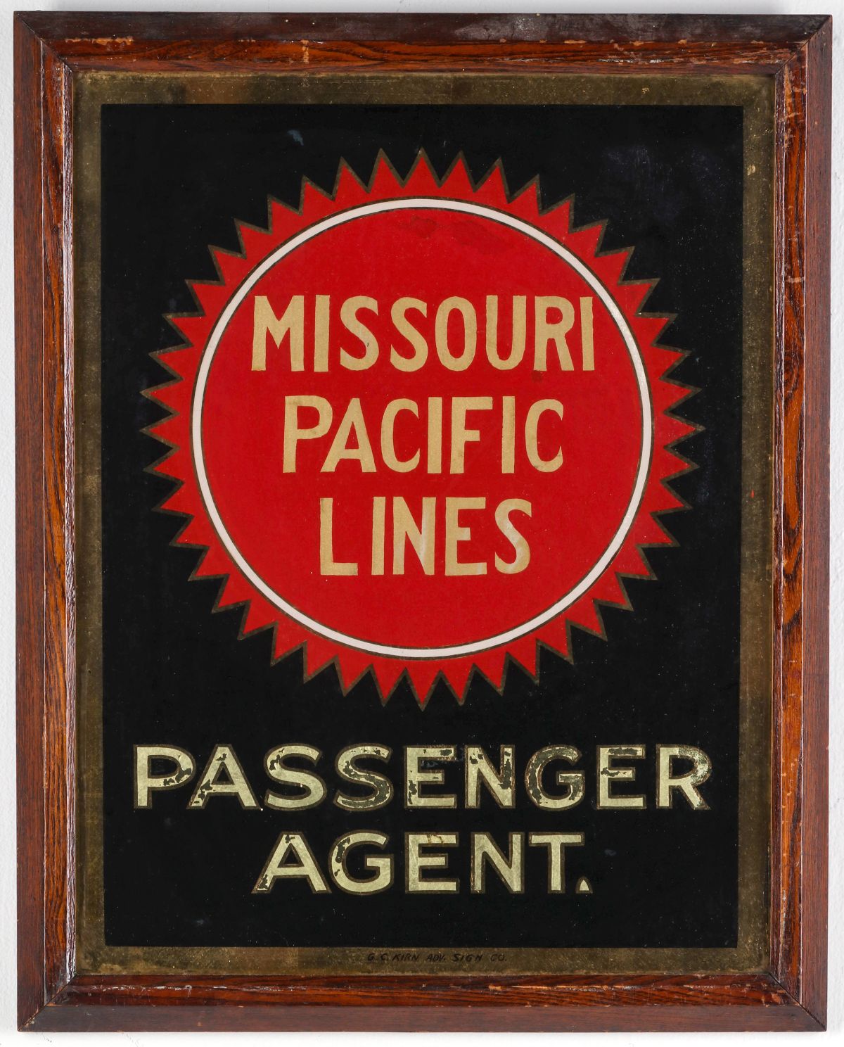 A MISSOURI PACIFIC LINES PASSENGER AGENT SIGN C. 1910