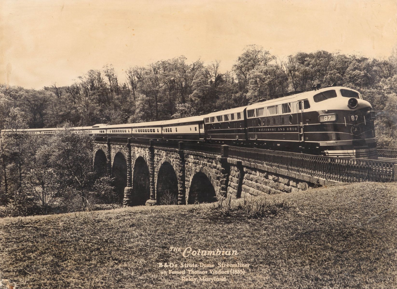 A B&O RAILROAD ADVERTISING PRINT FOR 'THE COLUMBIAN'