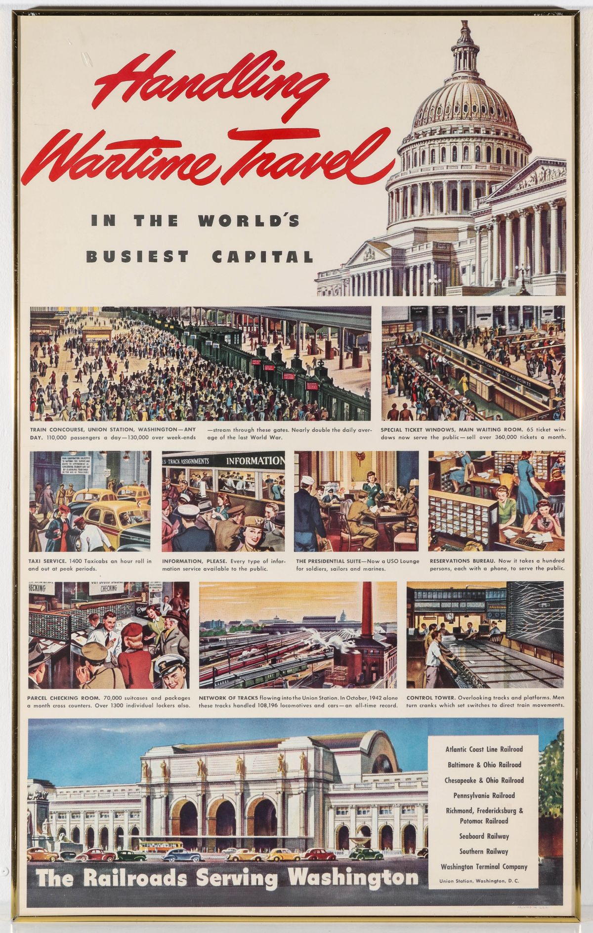 A WARTIME POSTER DOCUMENTING THE ROLE OF RAILROADS