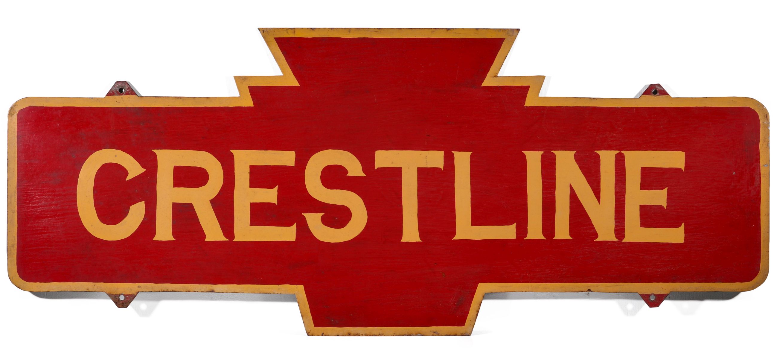 A PAINTED STEEL SIGN FROM THE PRR STATION CRESTLINE OH