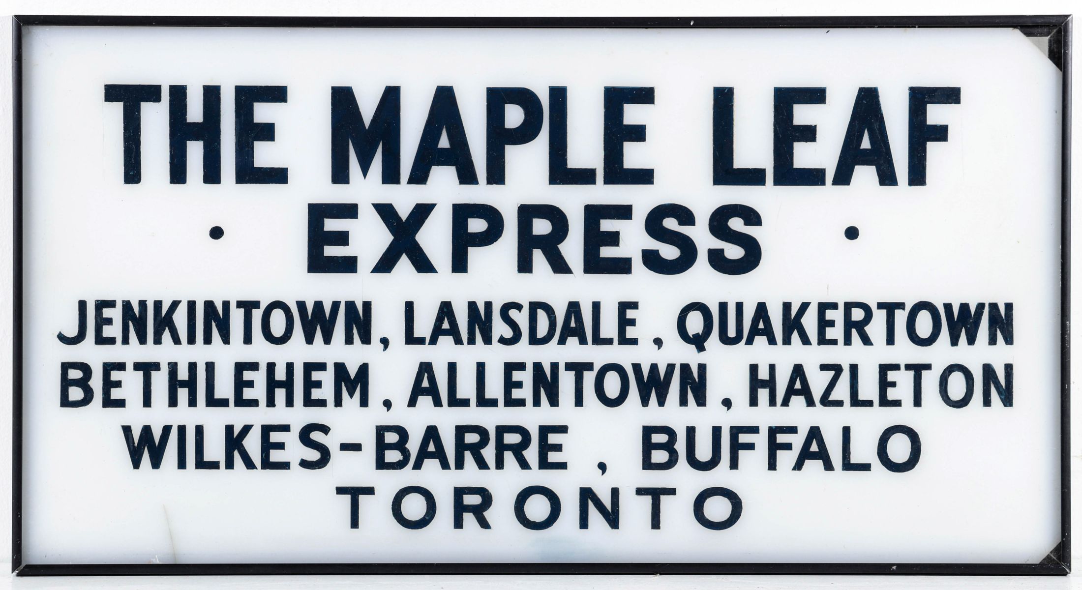 WHITE ACRYLIC GATE SIGNS FOR THE MAPLE LEAF EXPRESS ETC