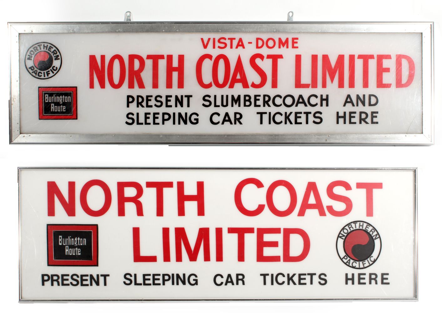 ACRYLIC TICKET SIGNS FOR BURLINGTON ROUTE STREAMLINERS