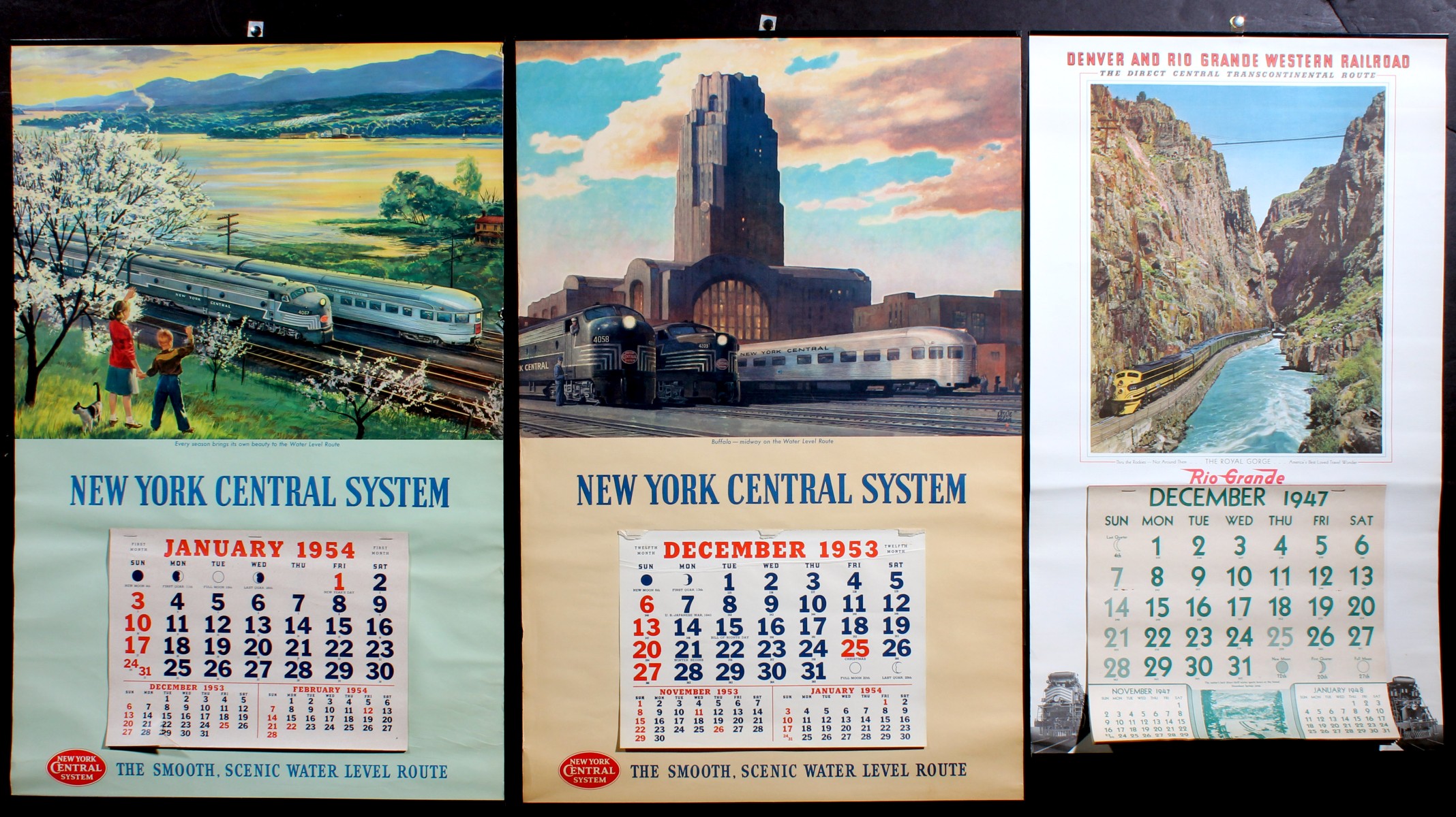 NEW YORK CENTRAL SYSTEM & RIO GRANDE RAILROAD CALENDARS
