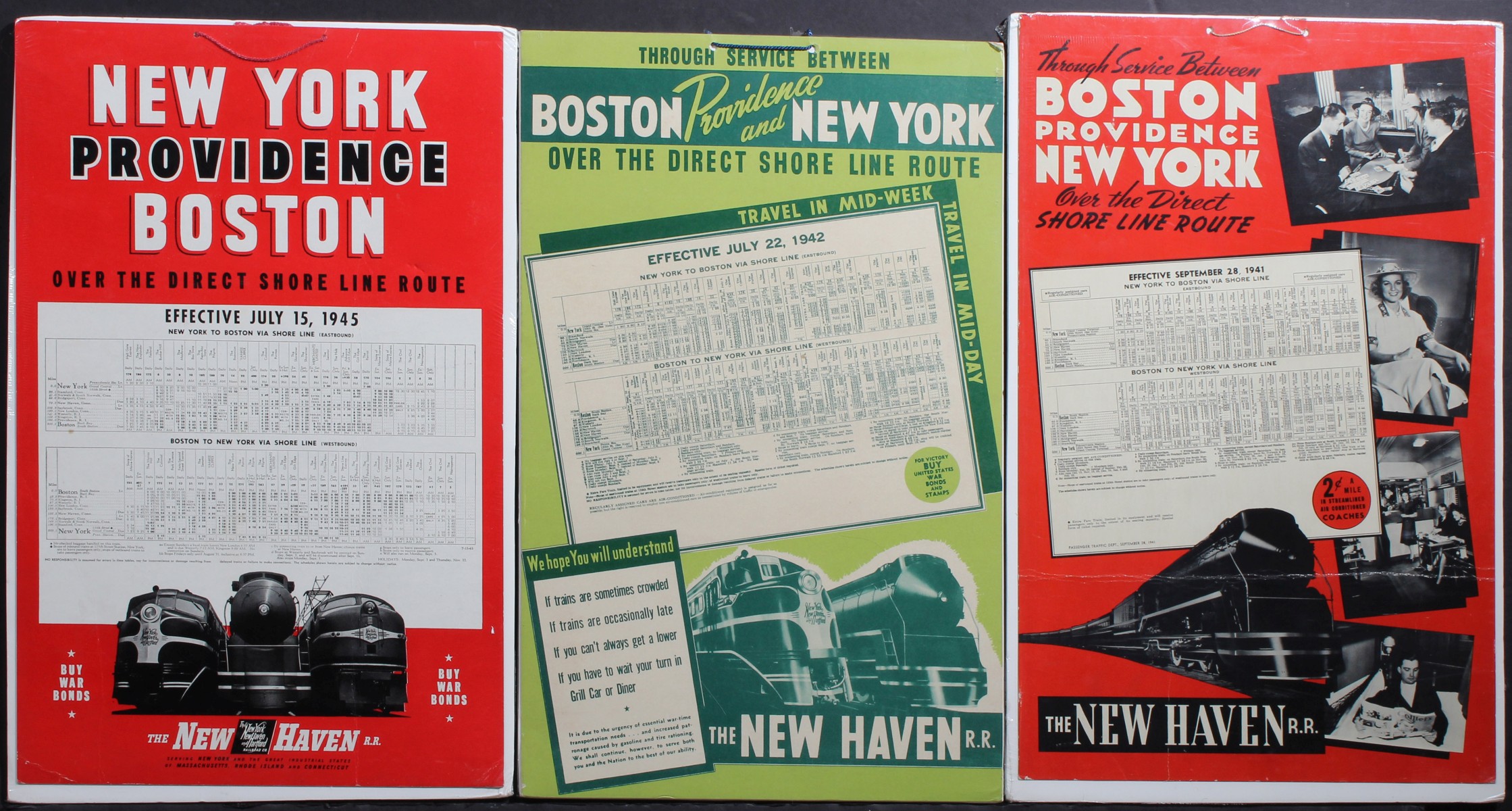 A COLLECTION OF SIX 1940s NEW HAVEN RAILROAD PLACARDS