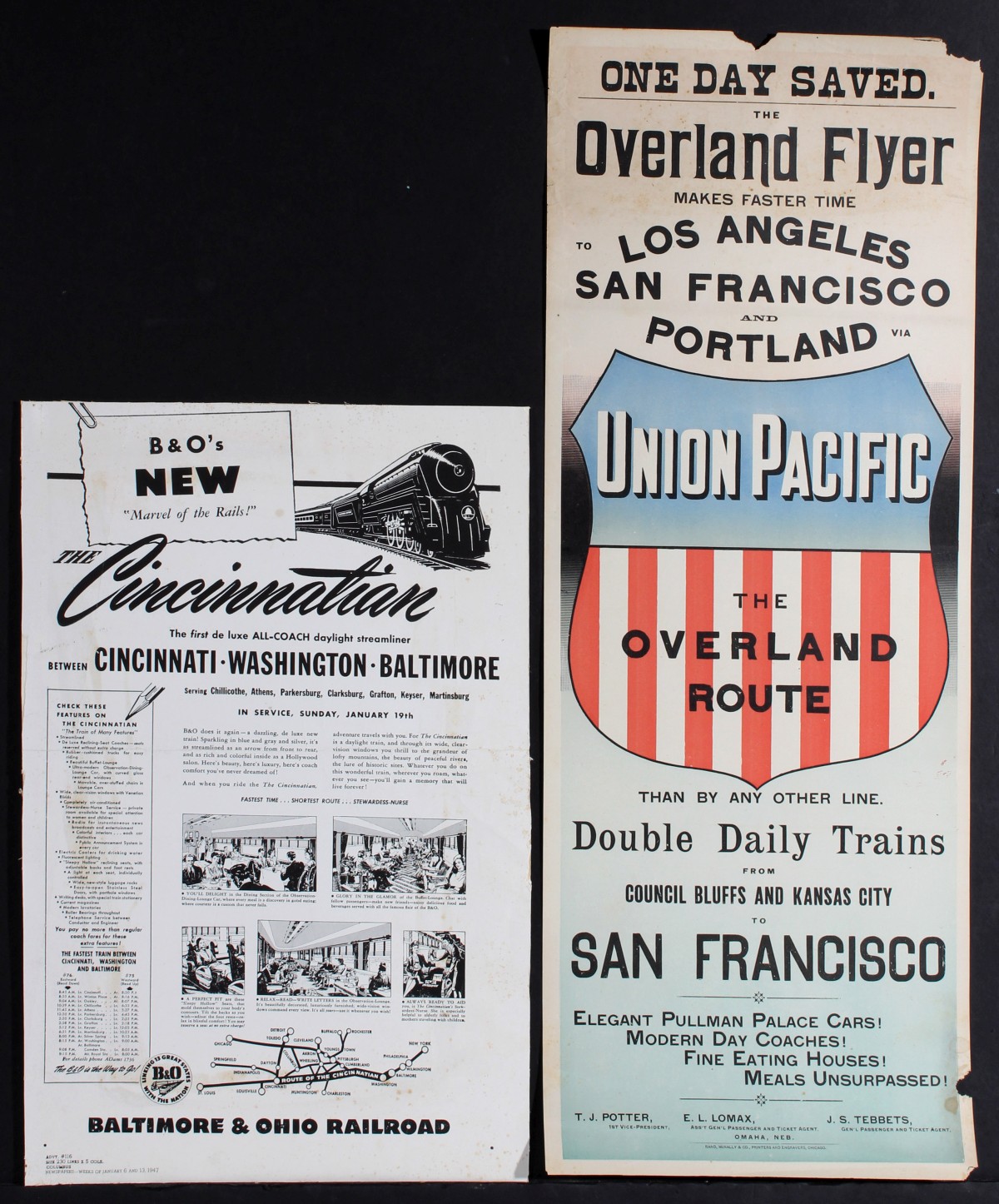 AN EARLY UNION PACIFIC OVERLAND FLYER BROADSIDE