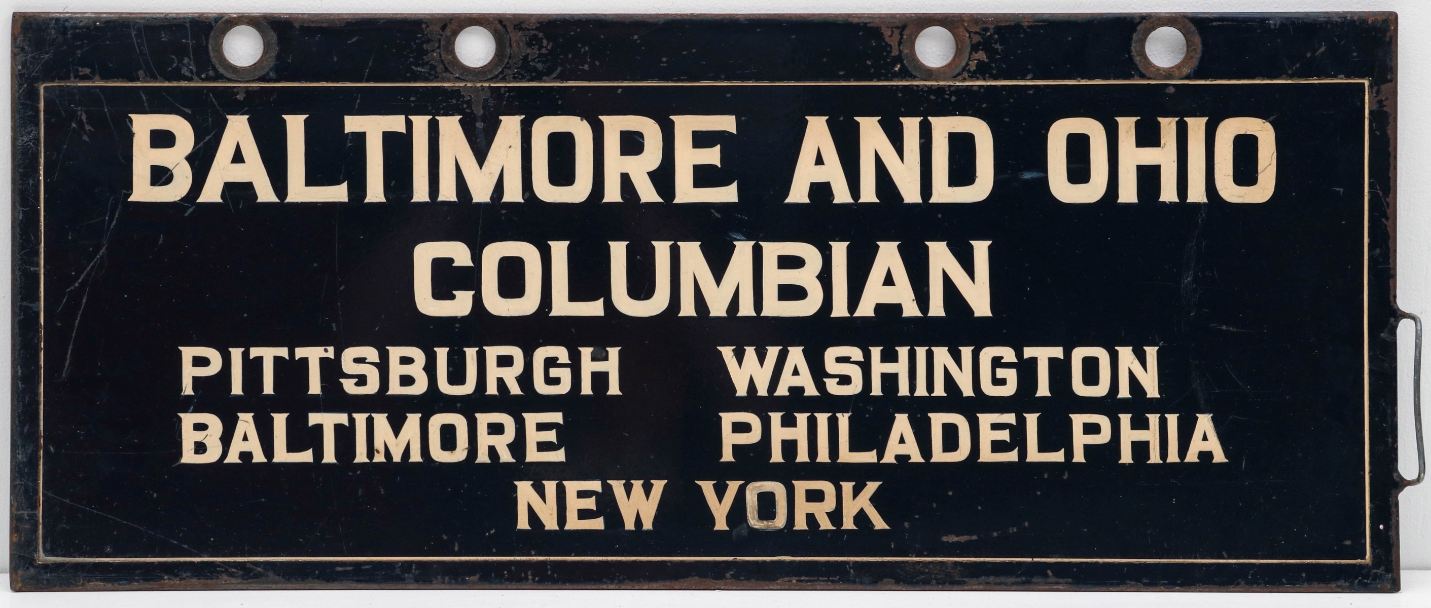 GATE SIGN FOR THE BALTIMORE AND OHIO COLUMBIAN