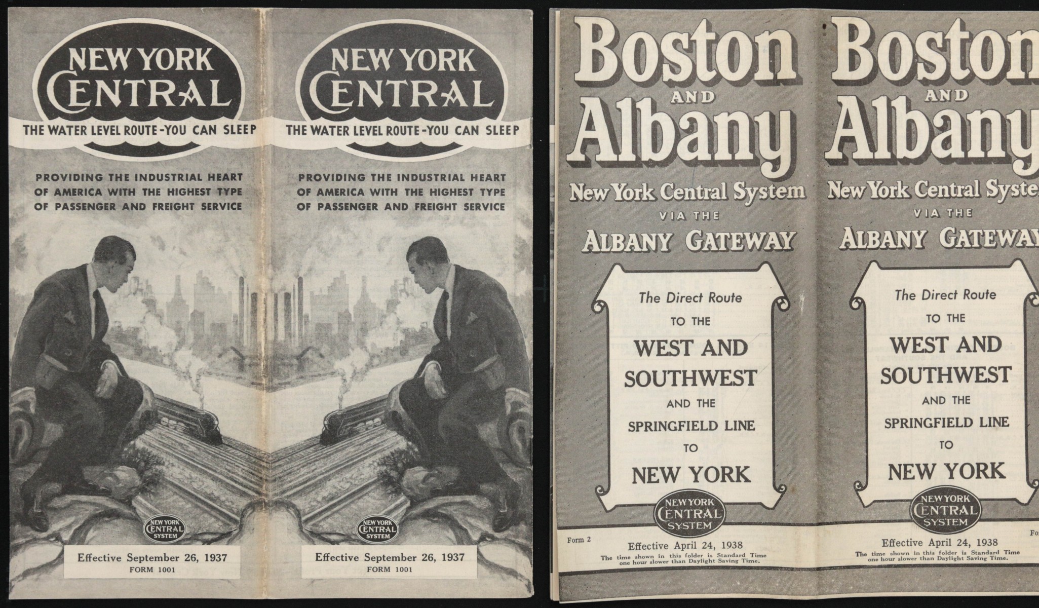 COLLECTION OF NEW YORK CENTRAL TIME TABLES, MENUS