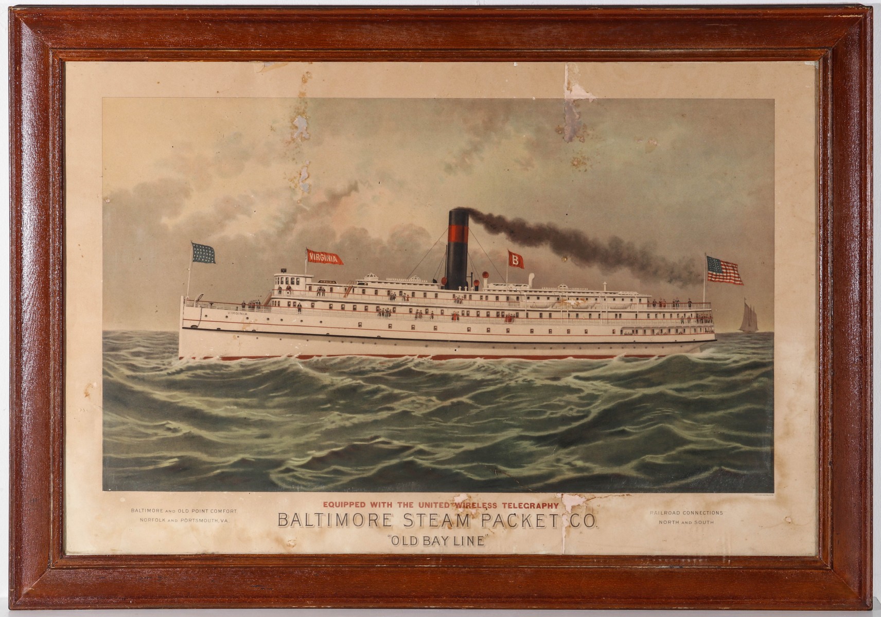 A BALTIMORE STEAM PACKET CO. ADVERTISING PRINT C. 1910