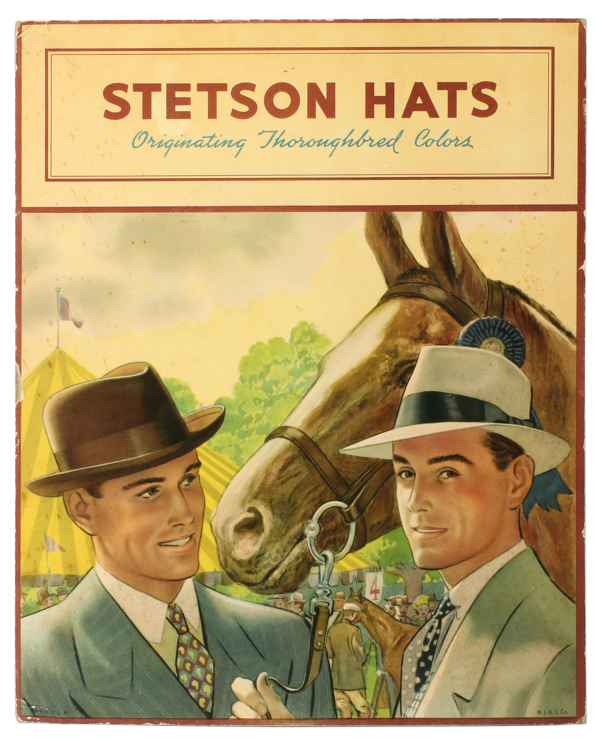 A 1938 STETSON HATS CARDBOARD STANDEE SIGN