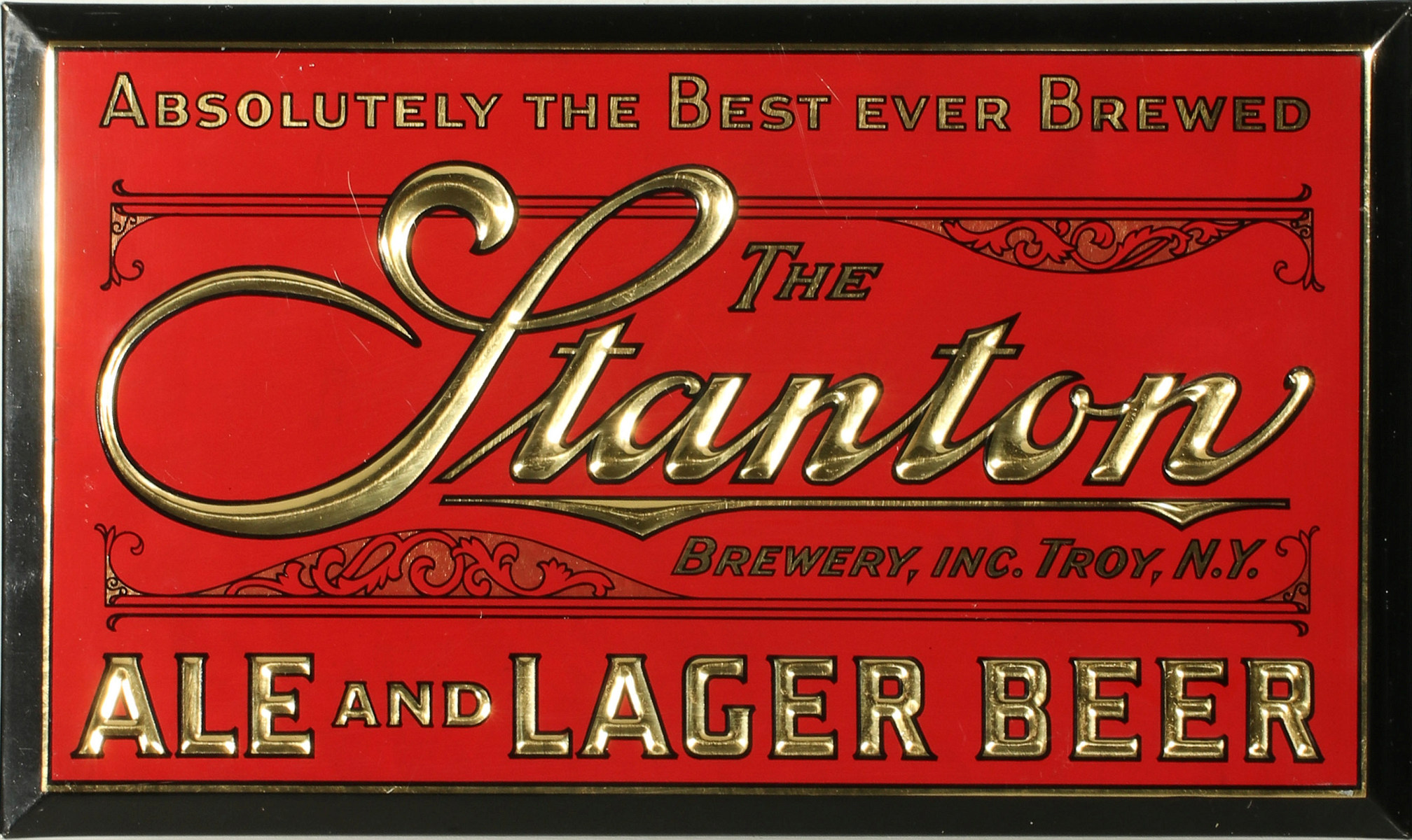 THE STANTON BREWERY ALE AND LAGER BEER ADVERTISING SIGN