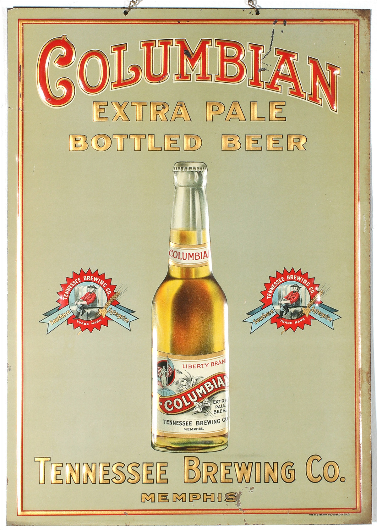AN EARLY 20TH C. TIN SIGN FOR TENNESSEE BREWING CO