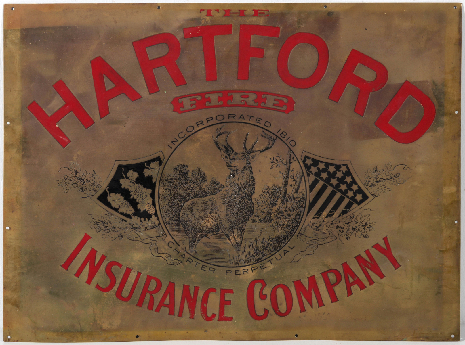 A NICE QUALITY EARLY 20TH C BRASS SIGN FOR THE HARTFORD
