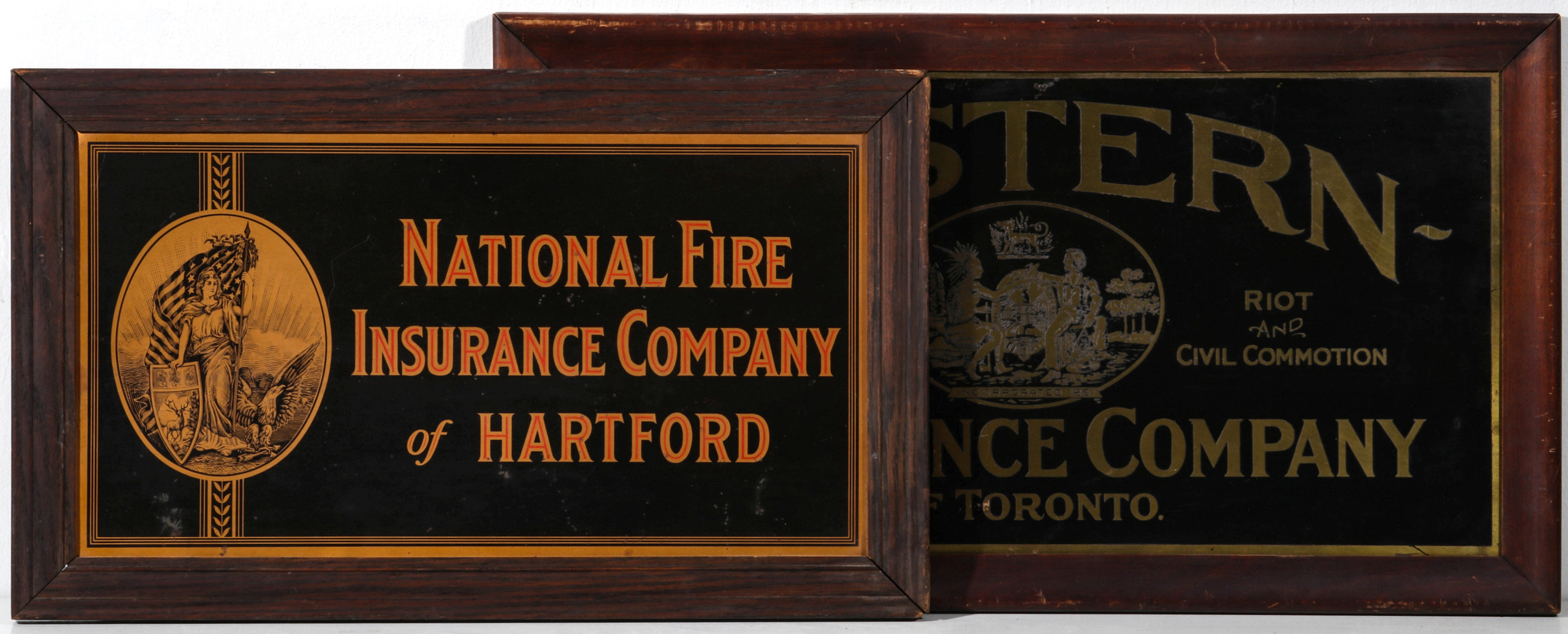 TWO EARLY 20TH CENTURY INSURANCE COMPANY SIGNS
