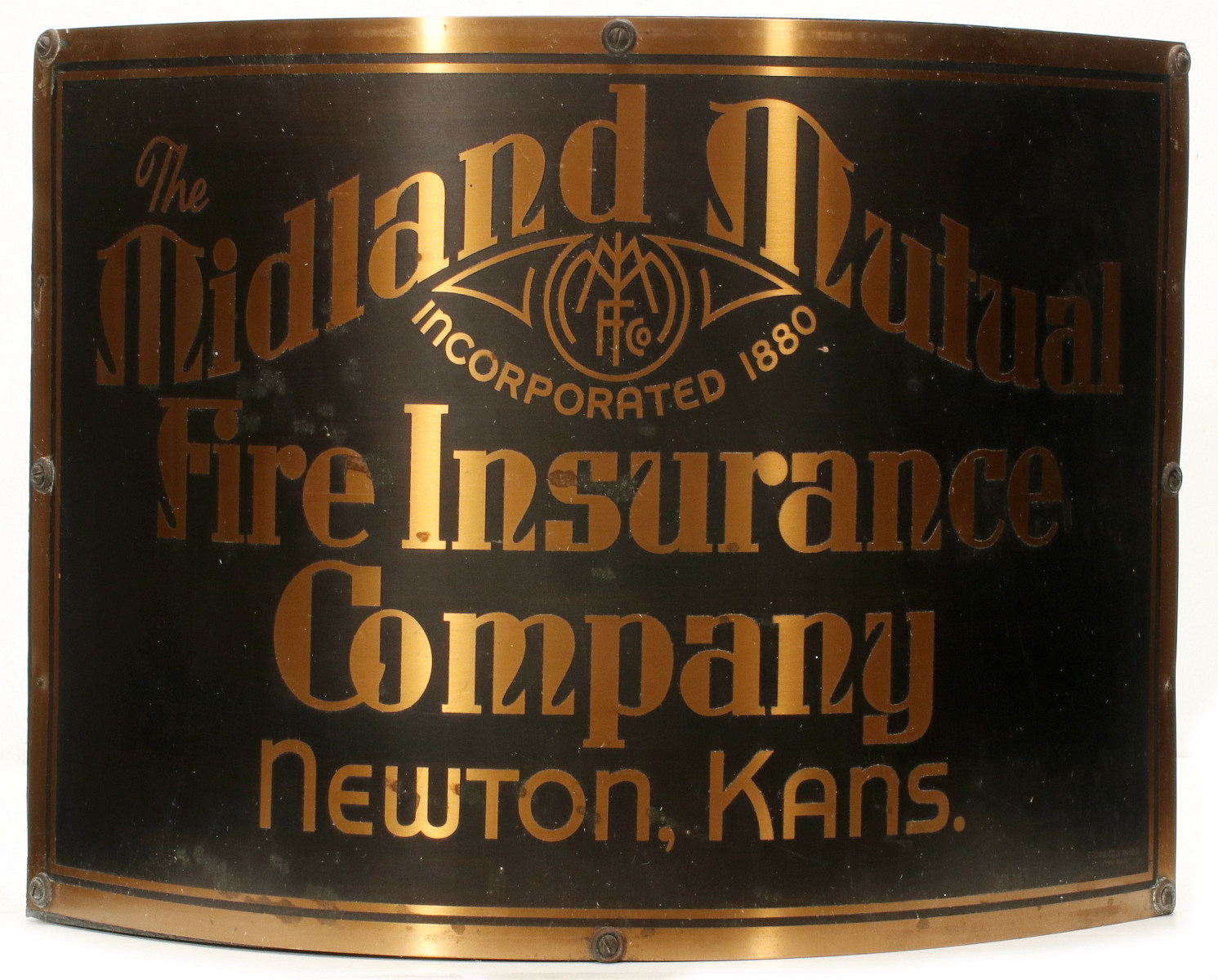 AN EARLY 20TH CENT CORNER SIGN FOR MIDLAND MUTUAL INS
