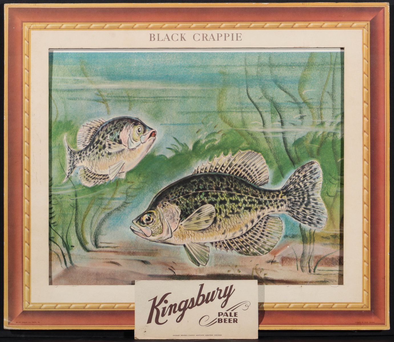 KINGSBURY BREWERIES ADVERTISING SIGN WITH CRAPPIE FISH