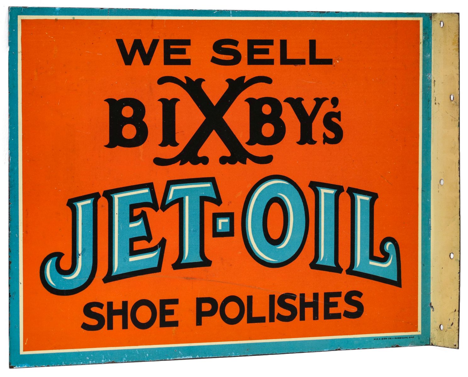 FLANGE SIGN | WE SELL BIXBY'S JET-OIL SHOE POLISHES