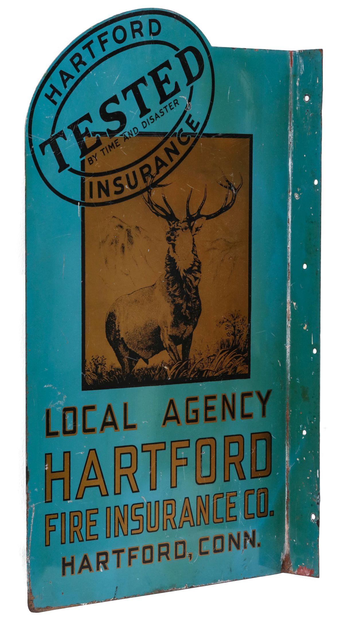 A HARTFORD LOCAL AGENCY FIRE INSURANCE SIGN WITH BUCK