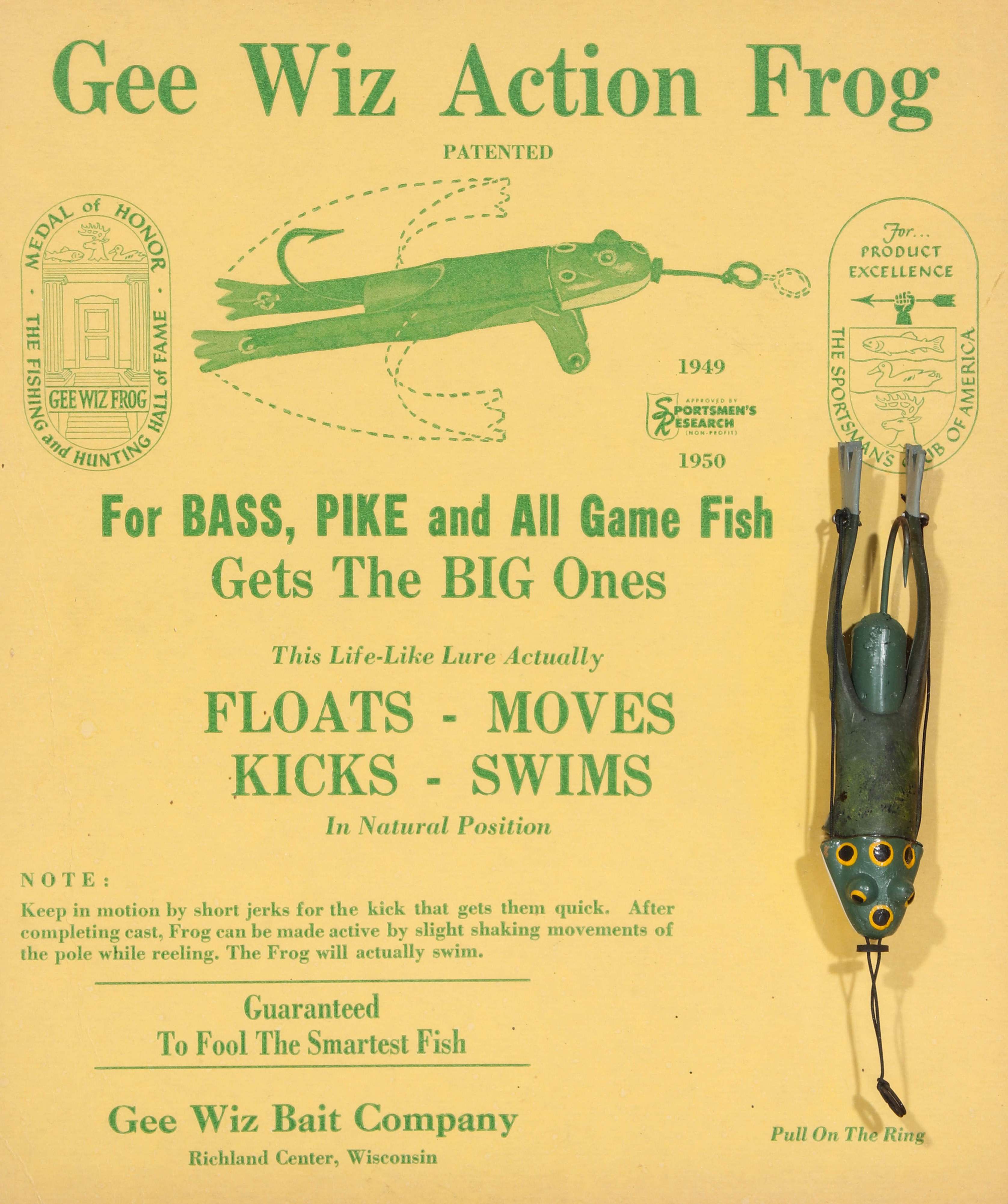 THE GEE WIZ ACTION FROG LURE AND STORE DISPLAY