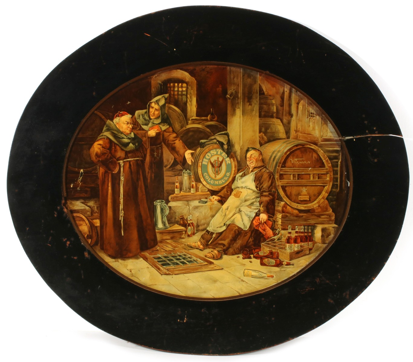 A HOSTER BREWING PRE-PROHIBITION LITHOGRAPHED TIN SIGN