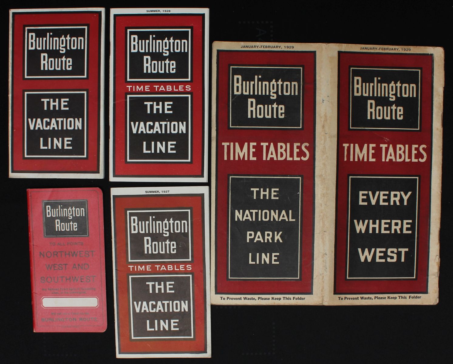 A COLLECTION OF 1920s BURLINGTON ROUTE TRAVEL EPHEMERA