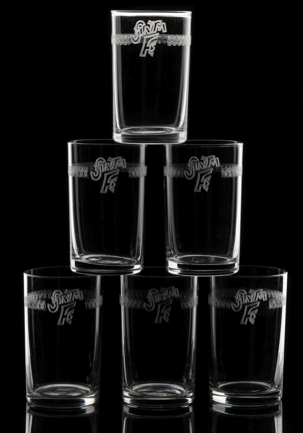 SANTA FE TUMBLERS WITH EARLY NEEDLE-ETCHED LOGO