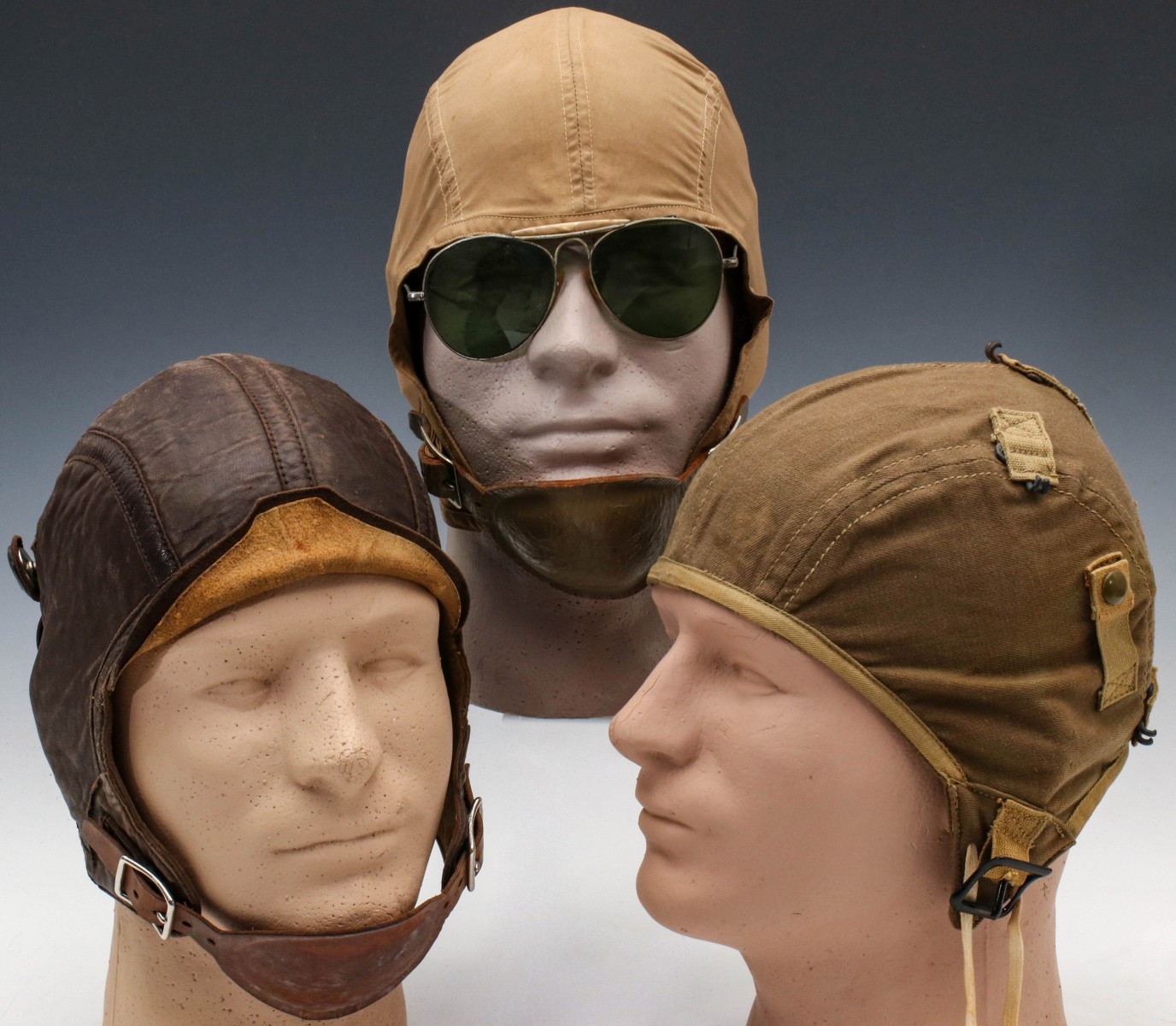 CLOTH AND LEATHER WWII FLIGHT HELMETS