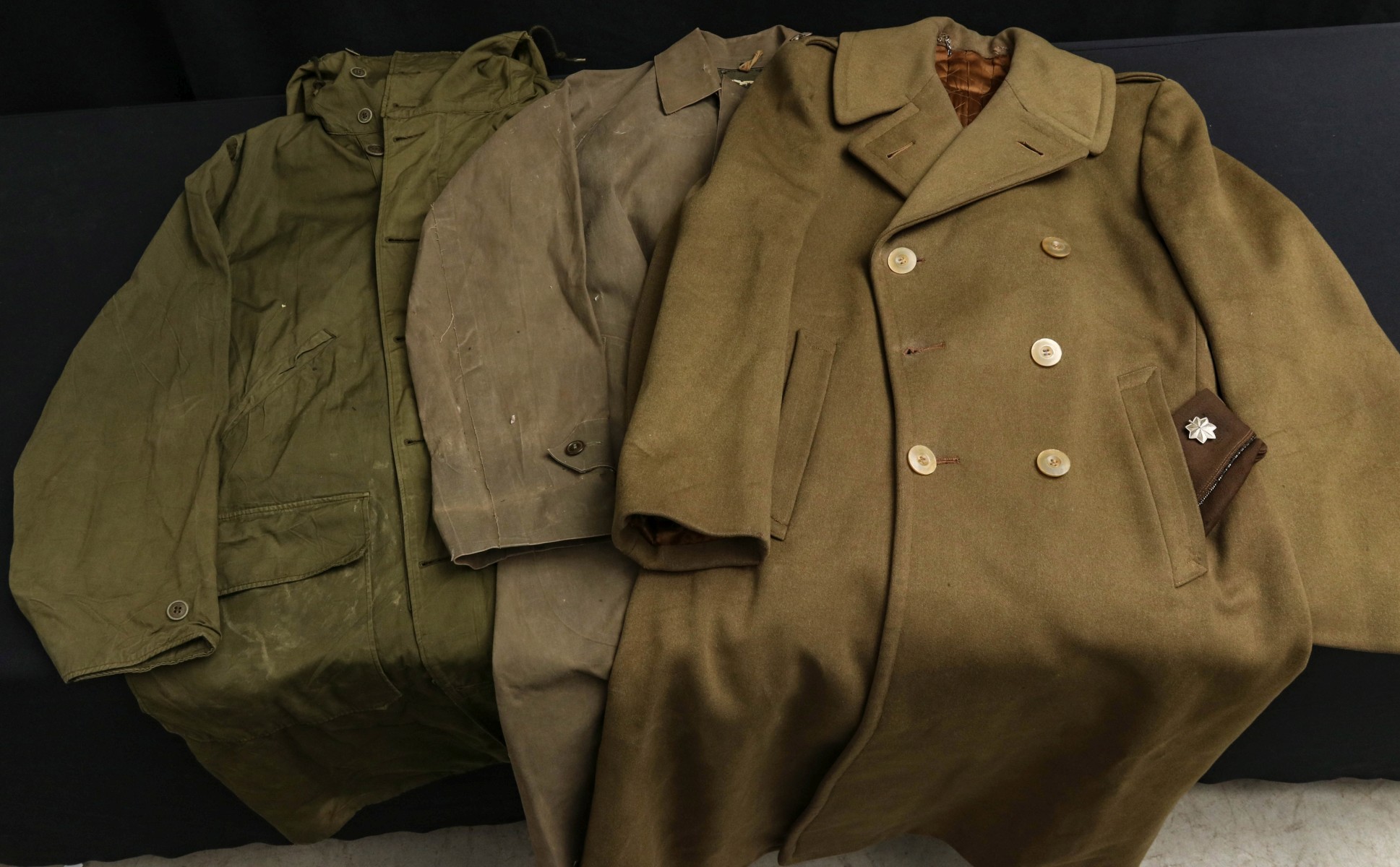 US WWII OFFICER'S AND OTHER NAMED OVERCOATS ETC