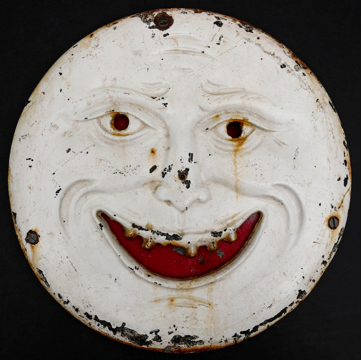 A SMILING MAN IN THE MOON IRON SHOOTING GALLERY TARGET