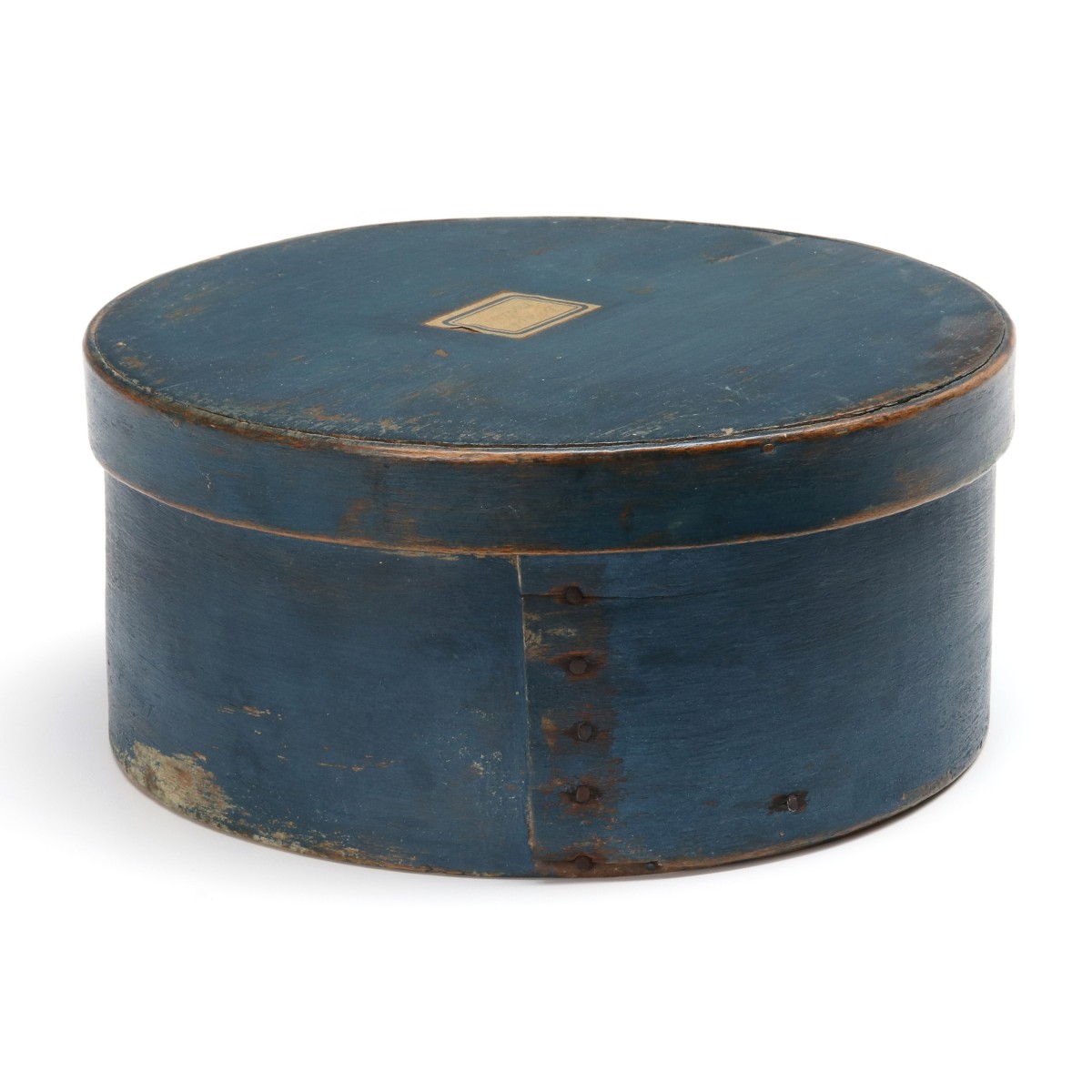 A 19TH C. BENTWOOD PANTRY BOX IN FINE OLD BLUE PAINT