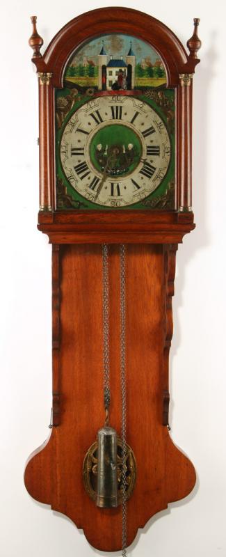 AN ANIMATED 18TH C. DUTCH FRIESLAND WALL CLOCK