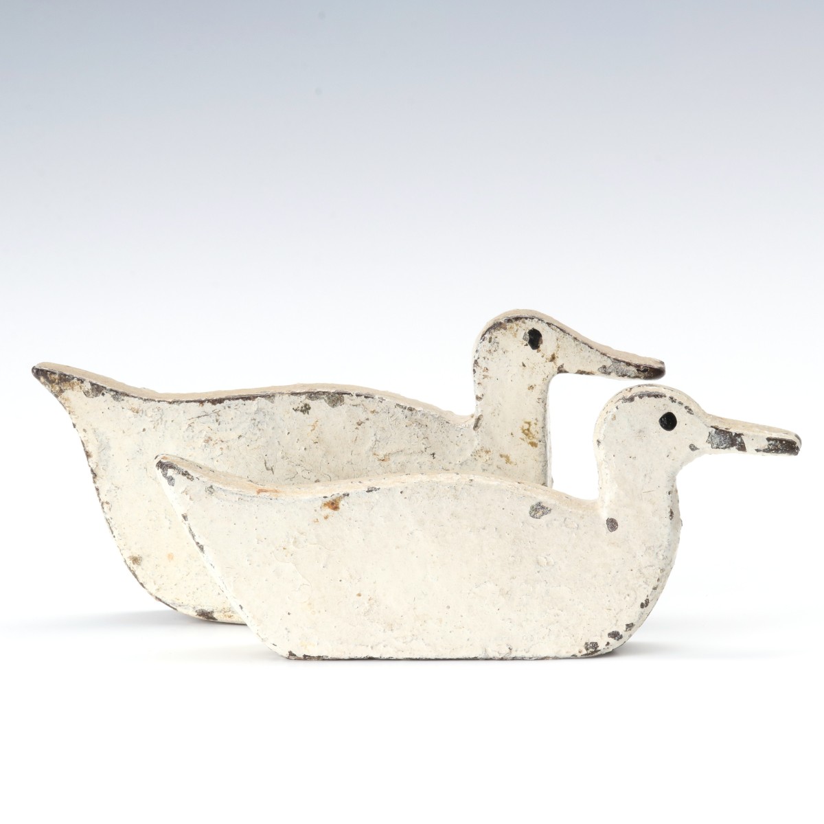 TWO CAST IRON FIGURAL DUCK KNOCKDOWN GALLERY TARGETS