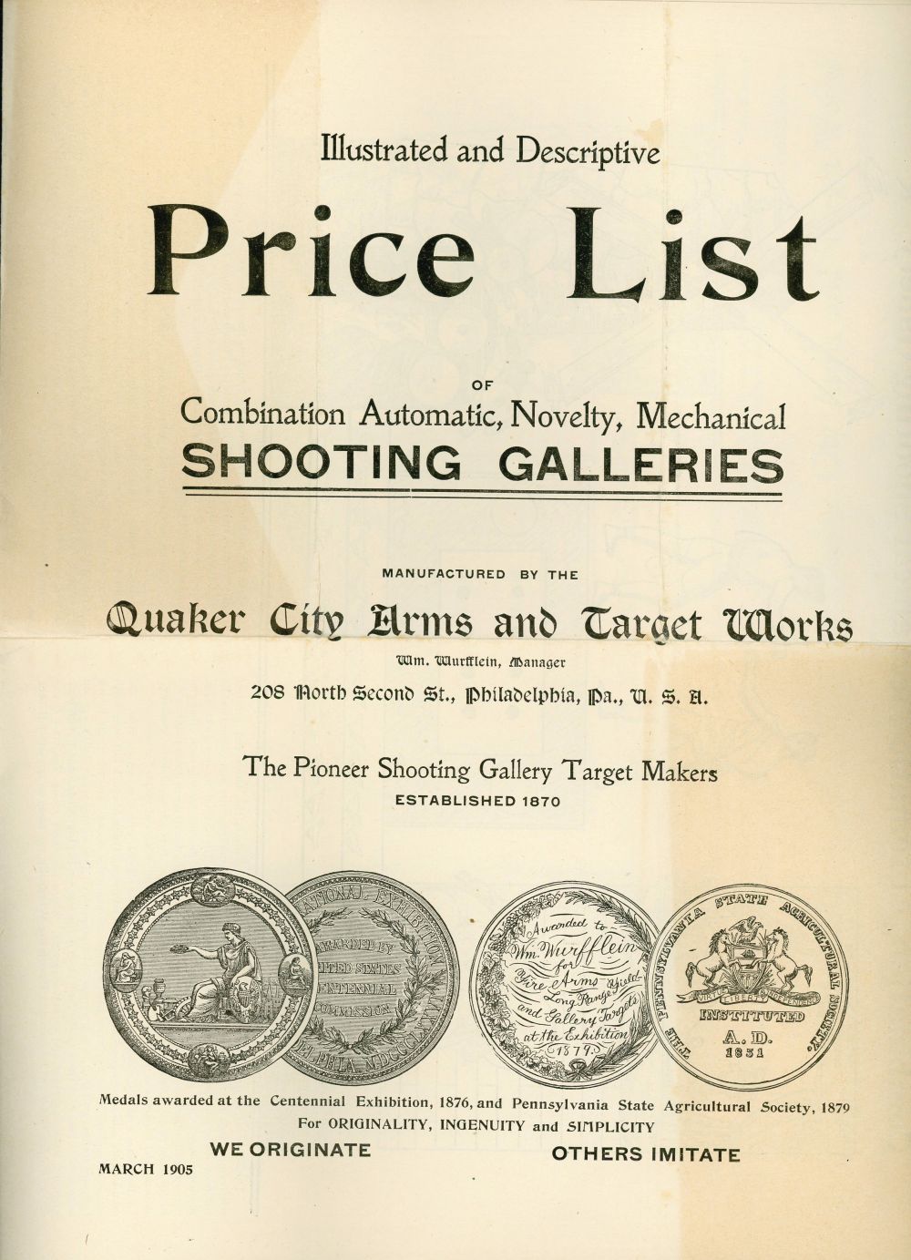 QUAKER CITY SHOOTING GALLERY TRADE CATALOGS, 1900-1914