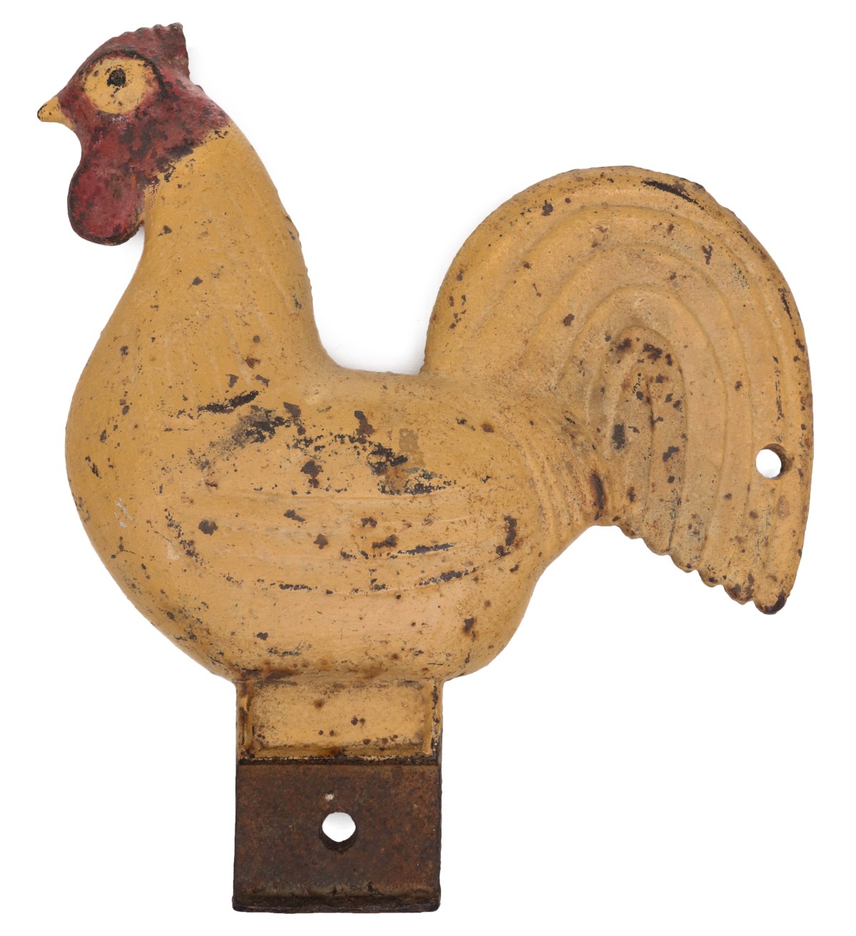 AN ELGIN ROOSTER WINDMILL WEIGHT IN OLD YELLOW PAINT