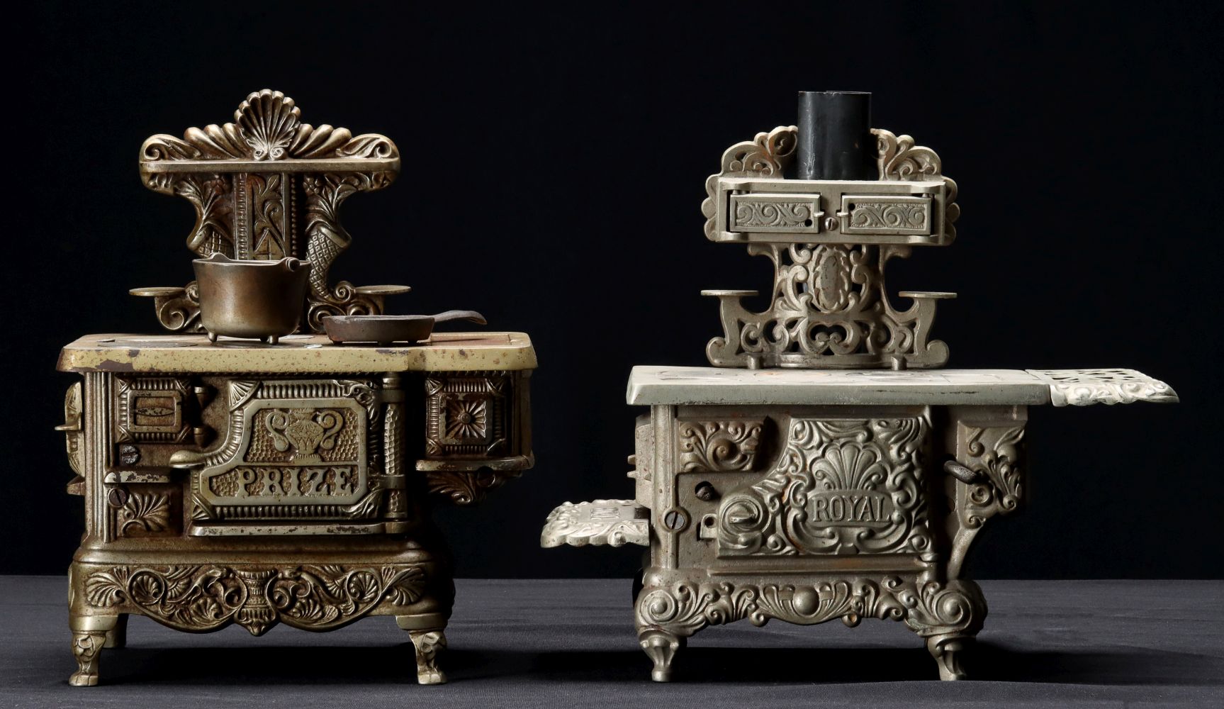 'PRIZE' AND 'ROYAL' ANTIQUE CAST IRON TOY STOVES