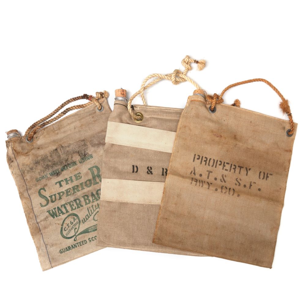 RAILROAD CANVAS WATER BAGS FOR A.T.&S.F | D & RGW | C&S