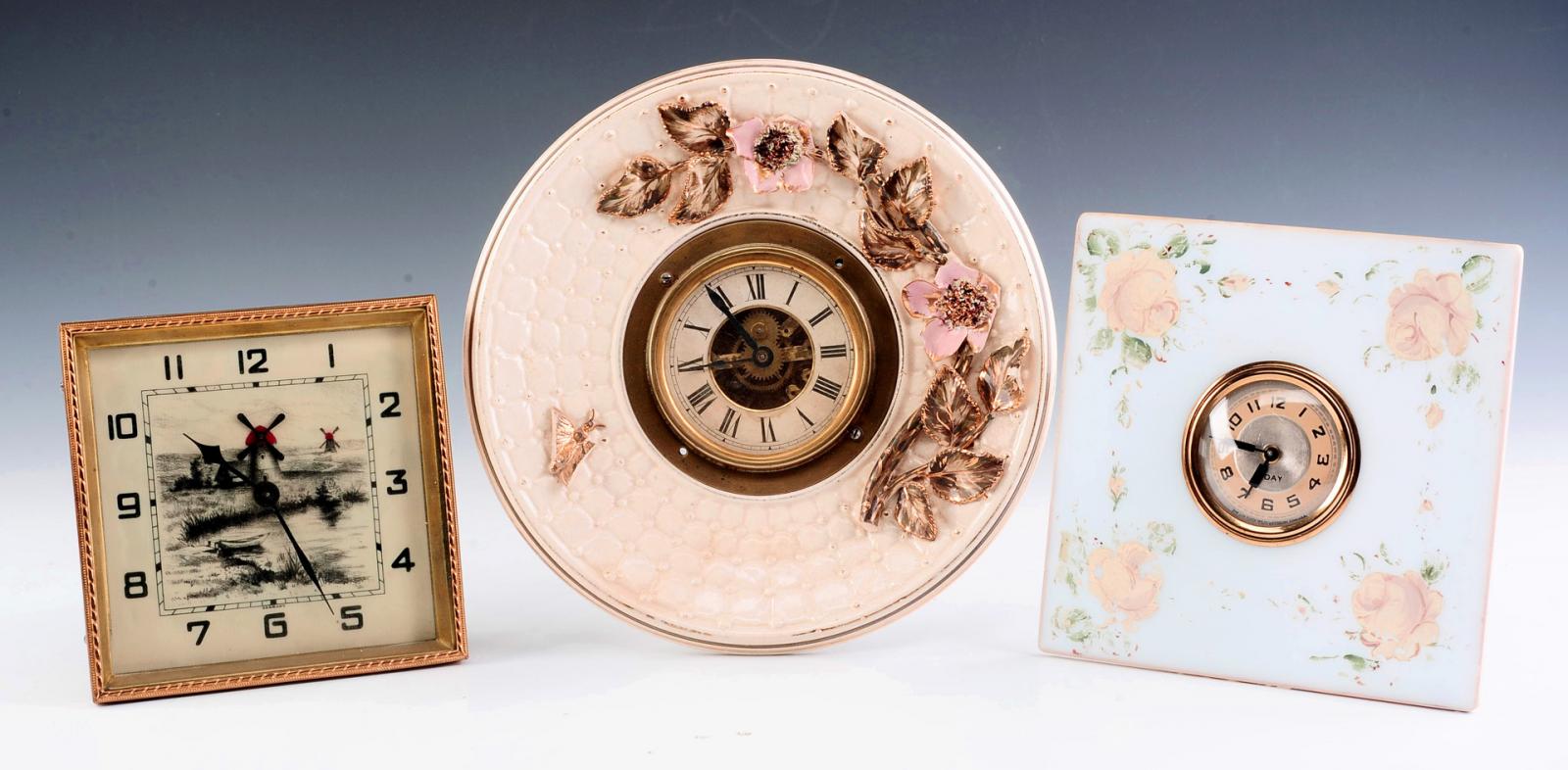 ANTIQUE NOVELTY CLOCKS - ONE WITH ANIMATION - ONE LUX
