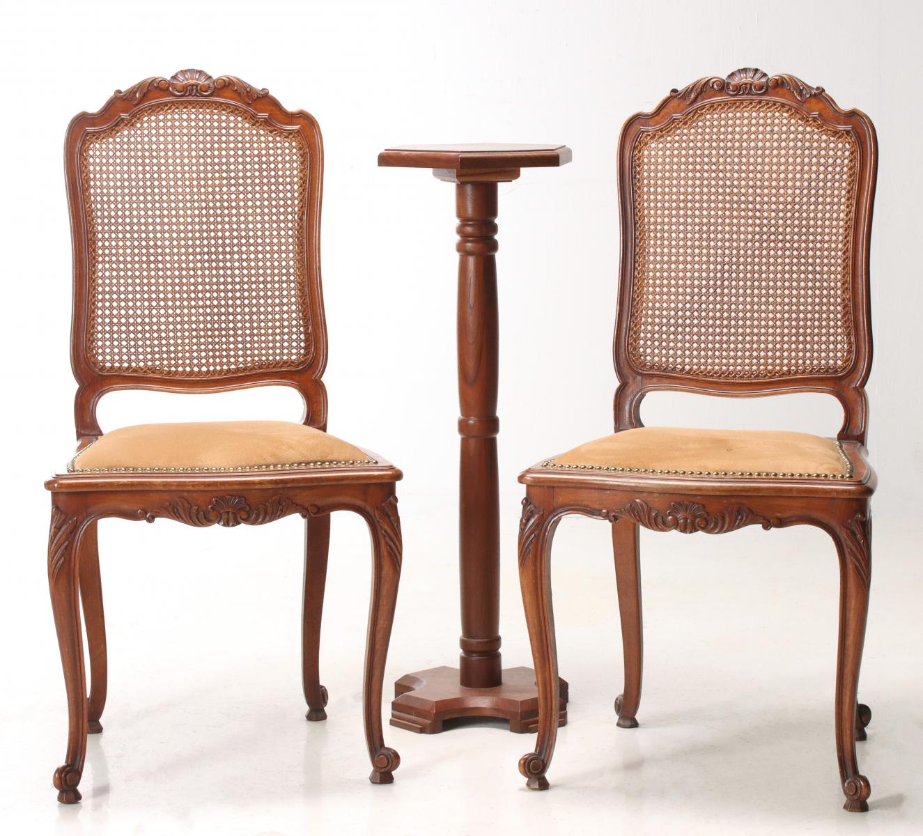 TWO 20TH CENTURY COUNTRY FRENCH CANE BACK CHAIRS