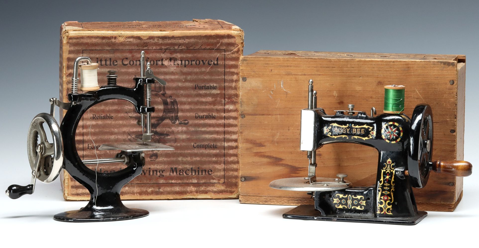 'BUSY BEE' AND 'LITTLE COMFORT' TOY SEWING MACHINES