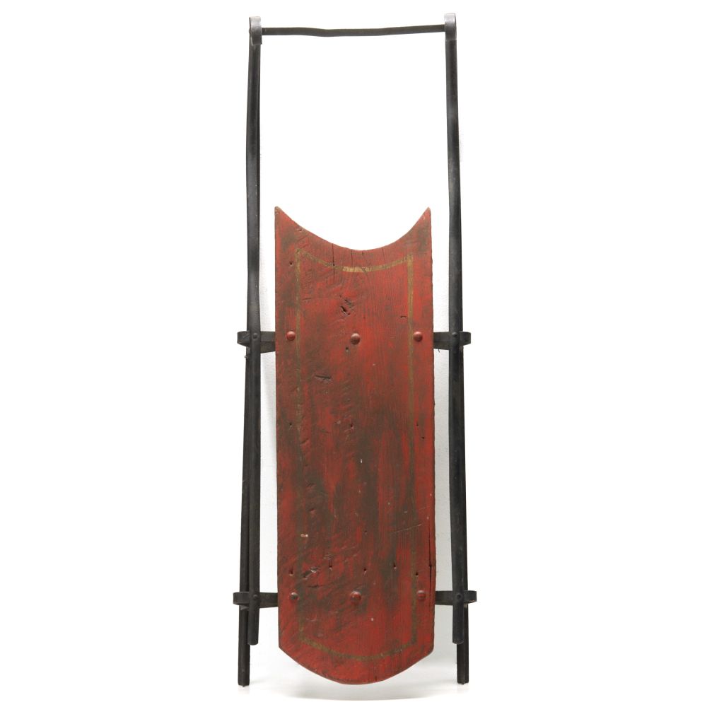 A VICTORIAN IRON AND WOOD SLED