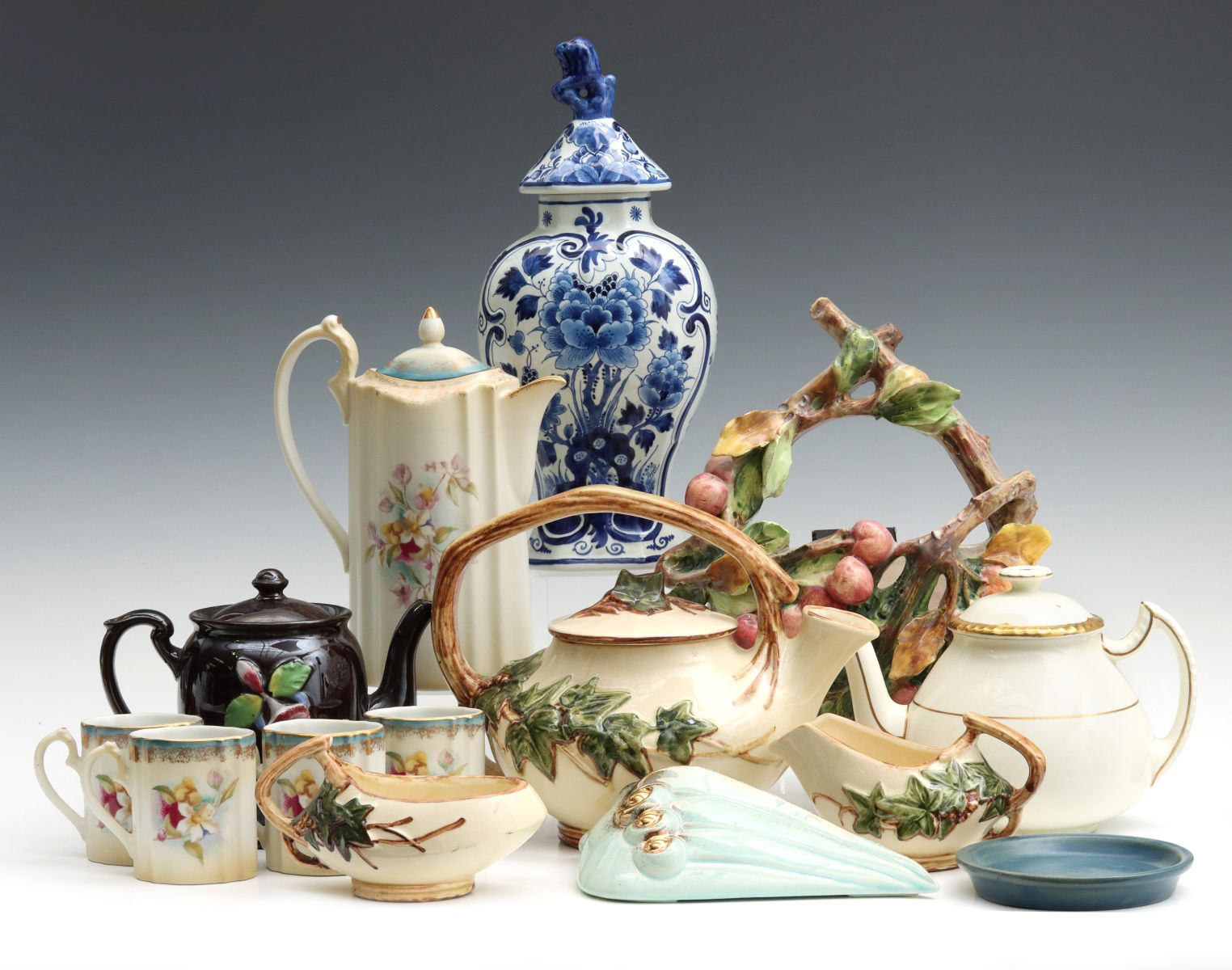 MCCOY, DELFT AND OTHER POTTERY, MODERN CHOCOLATE SET