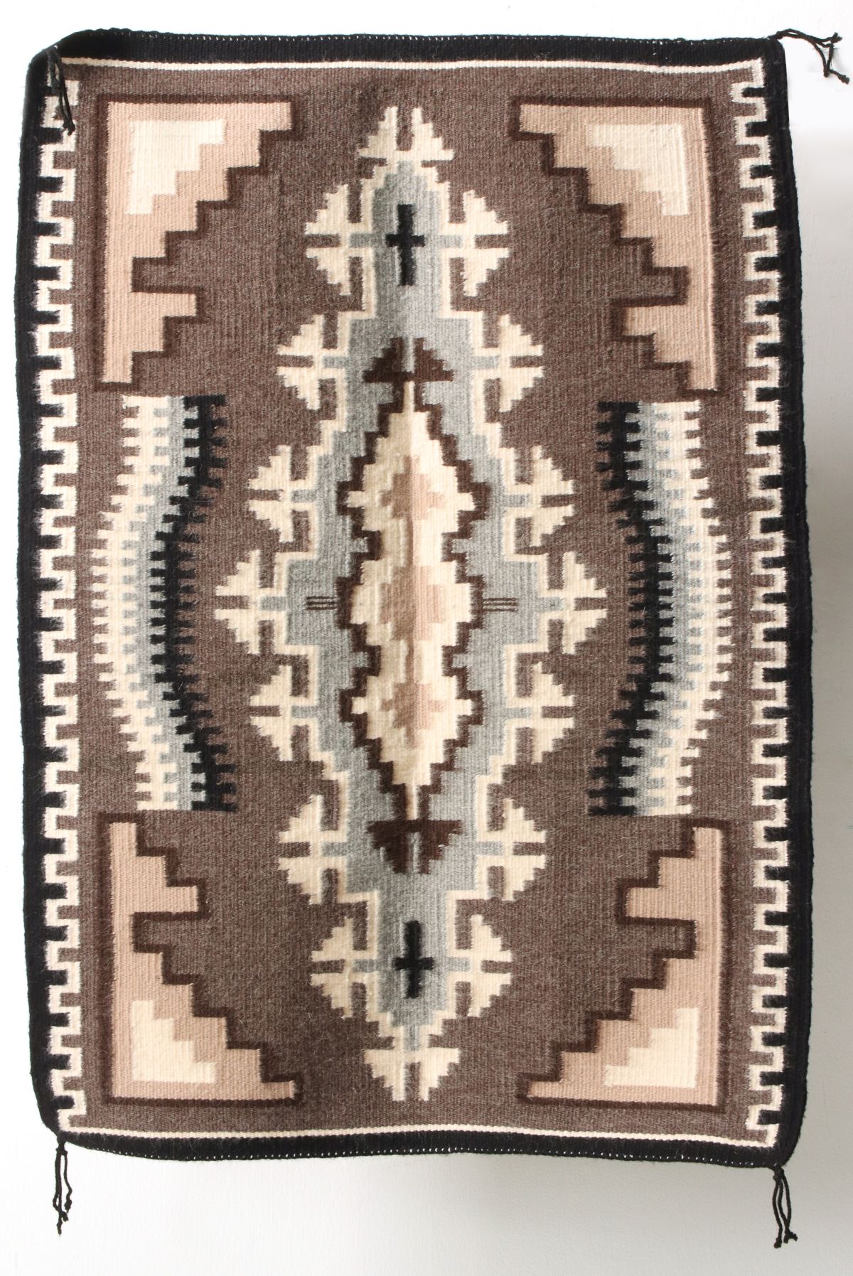 A LATE 20TH C. SIX-COLOR TWO GREY HILLS NAVAJO WEAVING