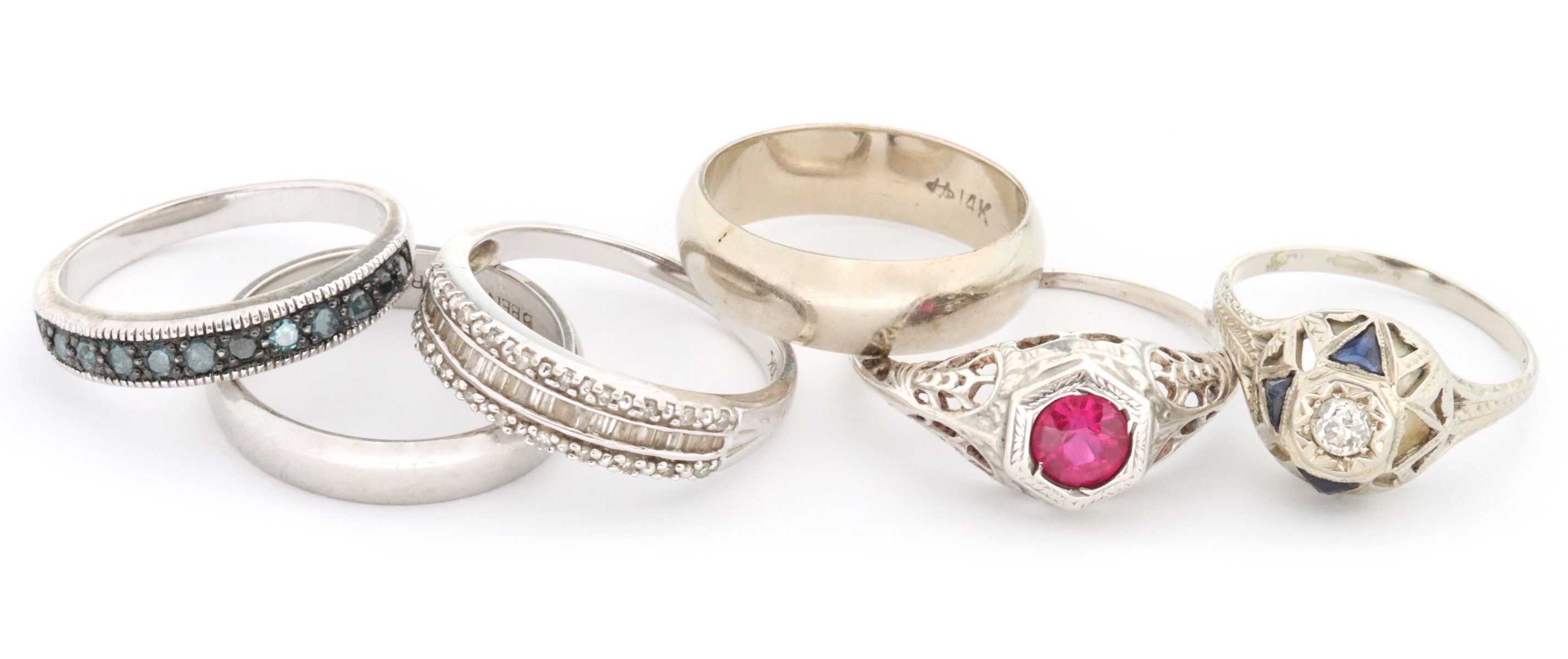 ANTIQUE GOLD, PLATINUM AND STERLING FASHION RINGS