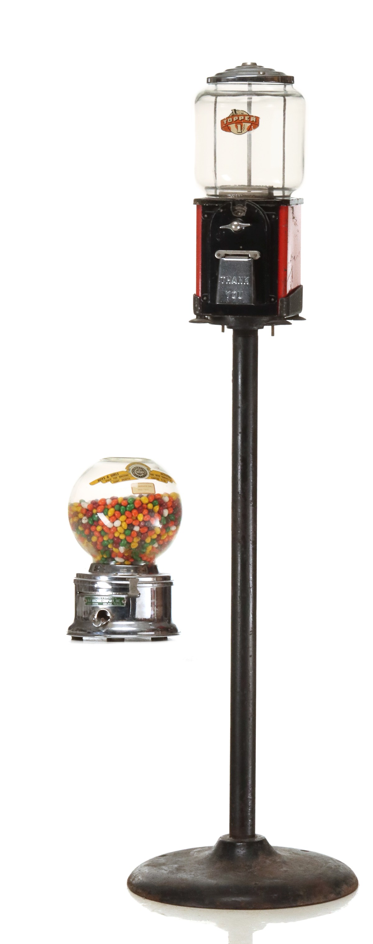 VICTOR TOPPER AND H&W COIN OPERATED GUMBALL MACHINES